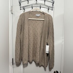 Southern Lady open weave cardigan women M cream oatmeal NWT grandma core cottage